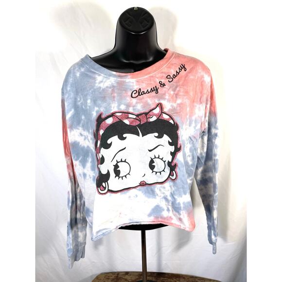 Betty Boop Tie Dye Crop Top “Classy & Sassy” Long Sleeve M - Picture 1 of 6